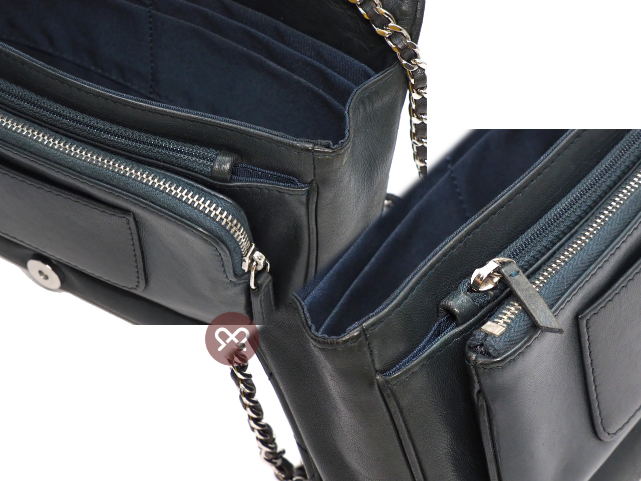 Chanel 18620926 Dark Green Timeless CC Quilted Lambskin Multi Compartment Wallet On Chain - Image 10