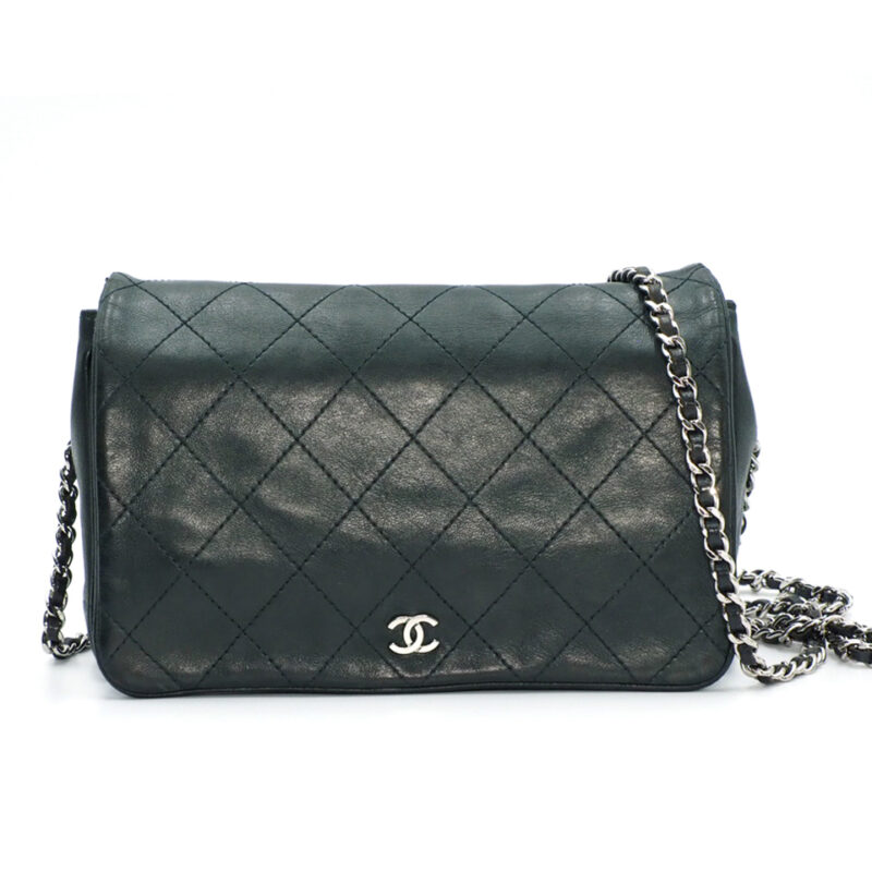 Chanel 18620926 Dark Green Timeless CC Quilted Lambskin Multi Compartment Wallet On Chain