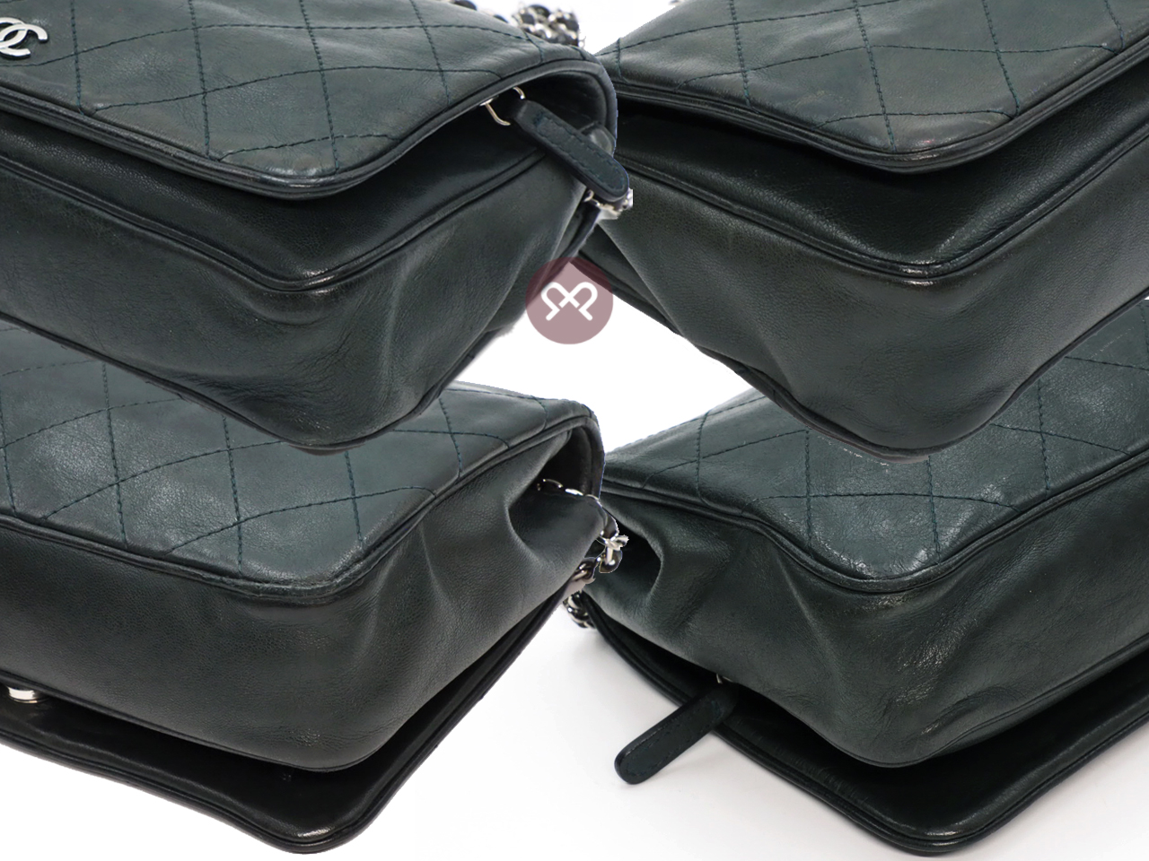 Chanel 18620926 Dark Green Timeless CC Quilted Lambskin Multi Compartment Wallet On Chain - Image 12