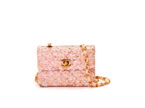 Chanel 1810968 Vintage 14cm Pink Sequin Timeless Classic Mini Flap 2.55 Bag