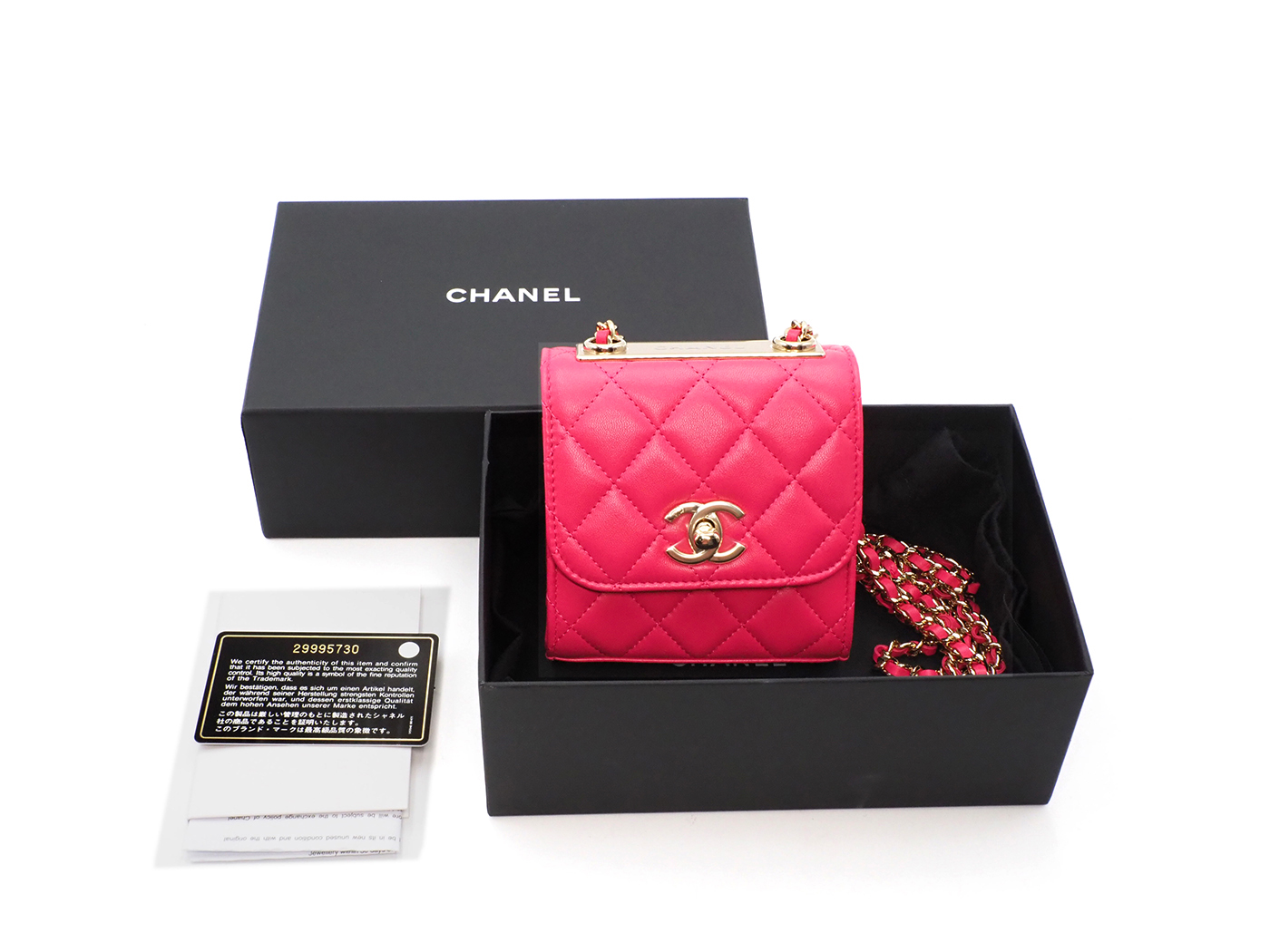 BRAND NEW ! Chanel 29995730 A81633Y Fuschia Pink Quilted Lambskin Trendy CC Clutch with Chain Crossbody Bag Gold Hardware - Image 2