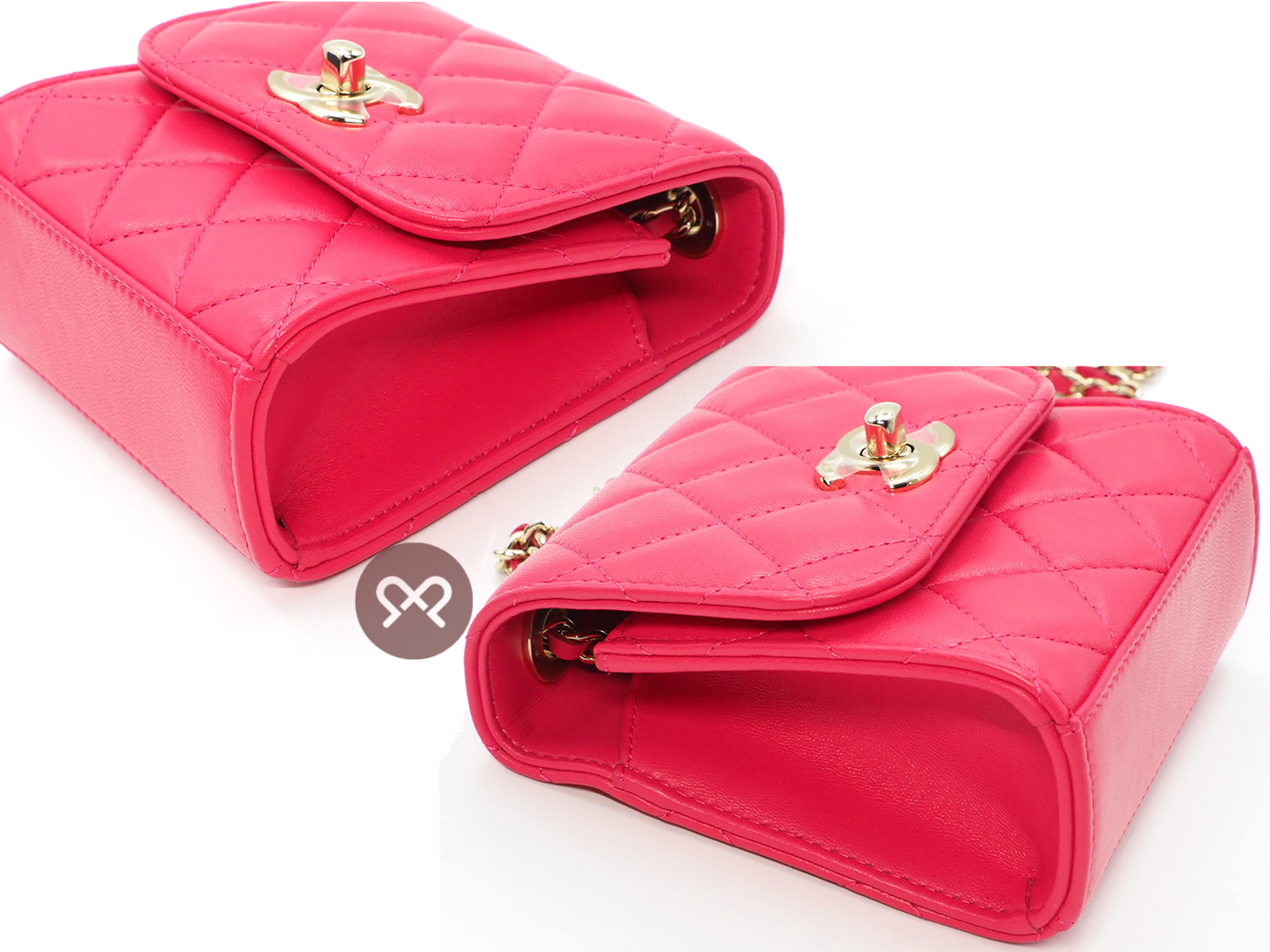 BRAND NEW ! Chanel 29995730 A81633Y Fuschia Pink Quilted Lambskin Trendy CC Clutch with Chain Crossbody Bag Gold Hardware - Image 8