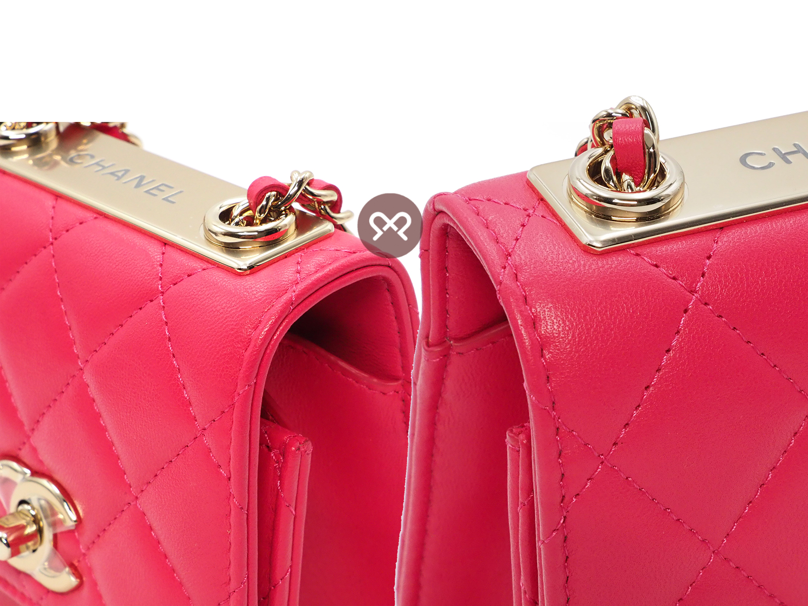 BRAND NEW ! Chanel 29995730 A81633Y Fuschia Pink Quilted Lambskin Trendy CC Clutch with Chain Crossbody Bag Gold Hardware - Image 6