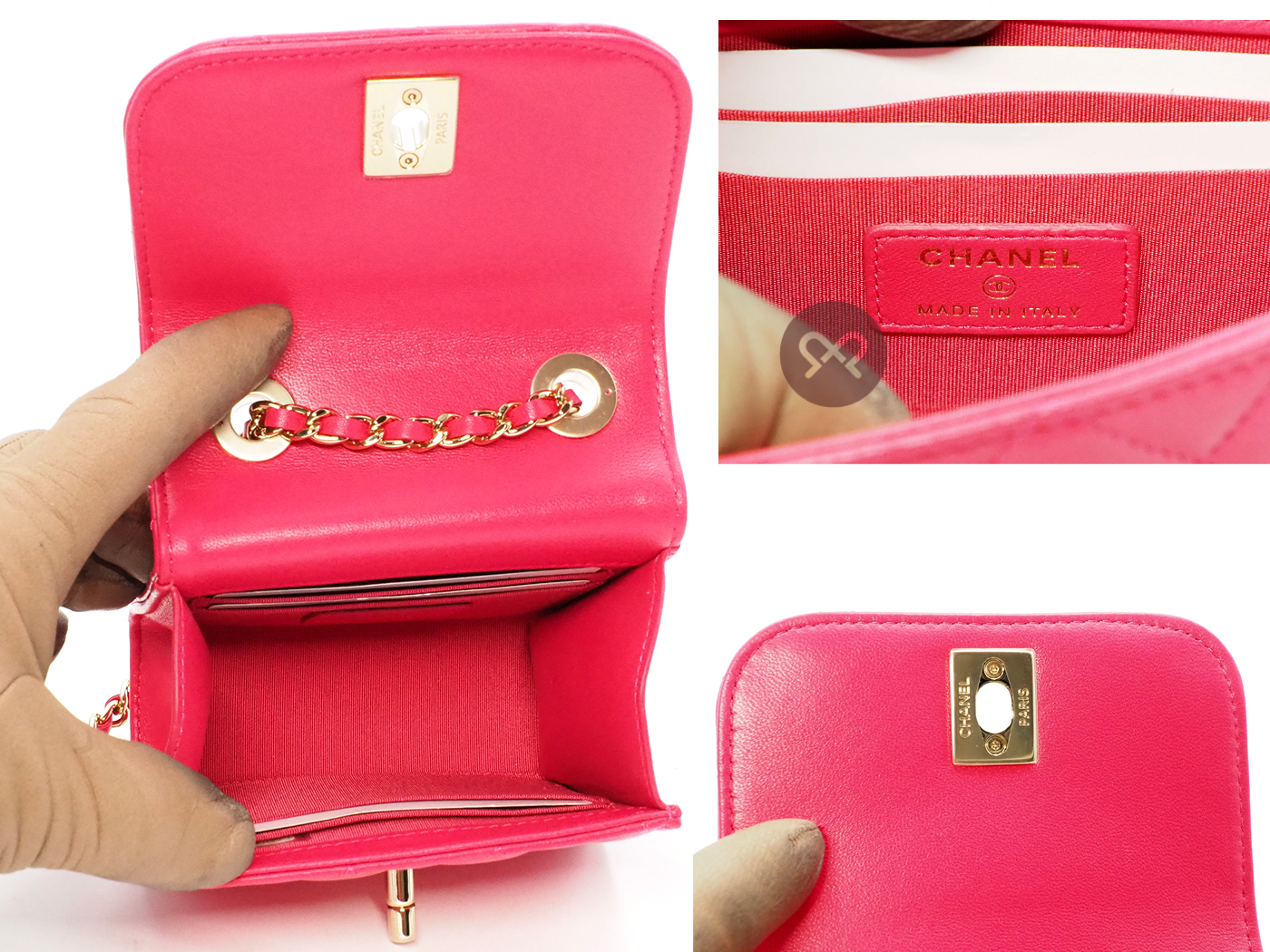 BRAND NEW ! Chanel 29995730 A81633Y Fuschia Pink Quilted Lambskin Trendy CC Clutch with Chain Crossbody Bag Gold Hardware - Image 10