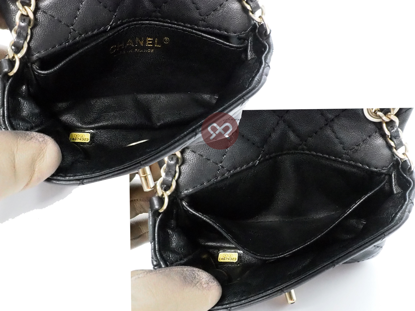 Chanel 14674323 Black Distressed Lambskin Quilted Precious Jewel Flap 14cm Crystal CC Chain Crossbody Bag Mat Gold Hardware - Image 8