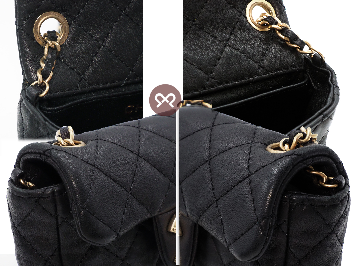 Chanel 14674323 Black Distressed Lambskin Quilted Precious Jewel Flap 14cm Crystal CC Chain Crossbody Bag Mat Gold Hardware - Image 7