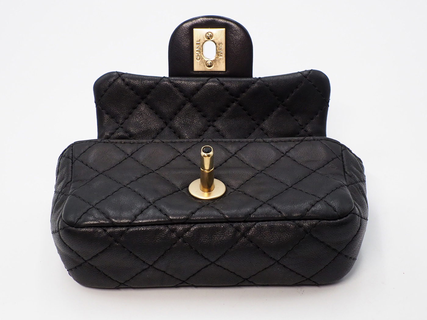Chanel 14674323 Black Distressed Lambskin Quilted Precious Jewel Flap 14cm Crystal CC Chain Crossbody Bag Mat Gold Hardware - Image 4
