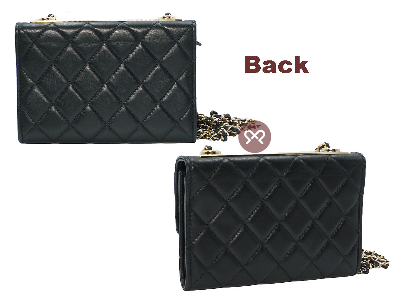 BRAND NEW ! Chanel 26703569 A84455Y Black Lambskin Quilted Mini Trendy CC Wallet On Chain WOC - Image 3