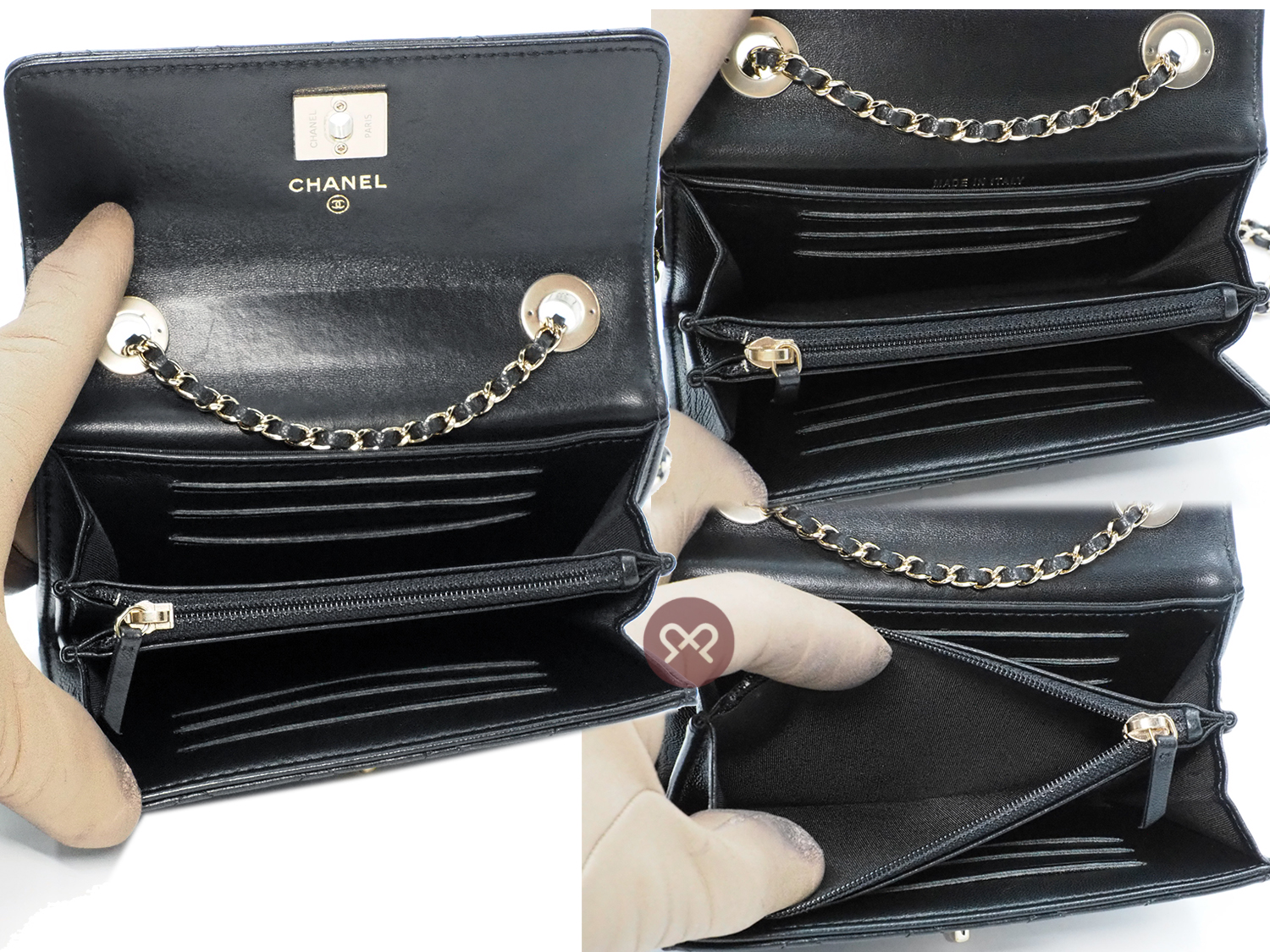 BRAND NEW ! Chanel 26703569 A84455Y Black Lambskin Quilted Mini Trendy CC Wallet On Chain WOC - Image 8