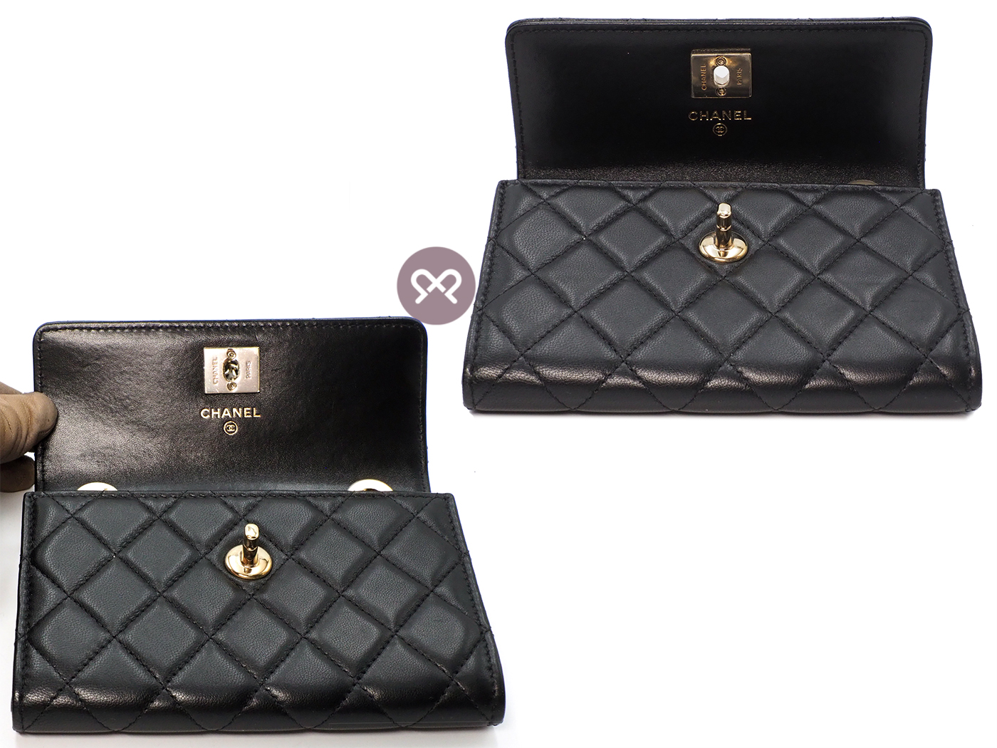 BRAND NEW ! Chanel 26703569 A84455Y Black Lambskin Quilted Mini Trendy CC Wallet On Chain WOC - Image 6