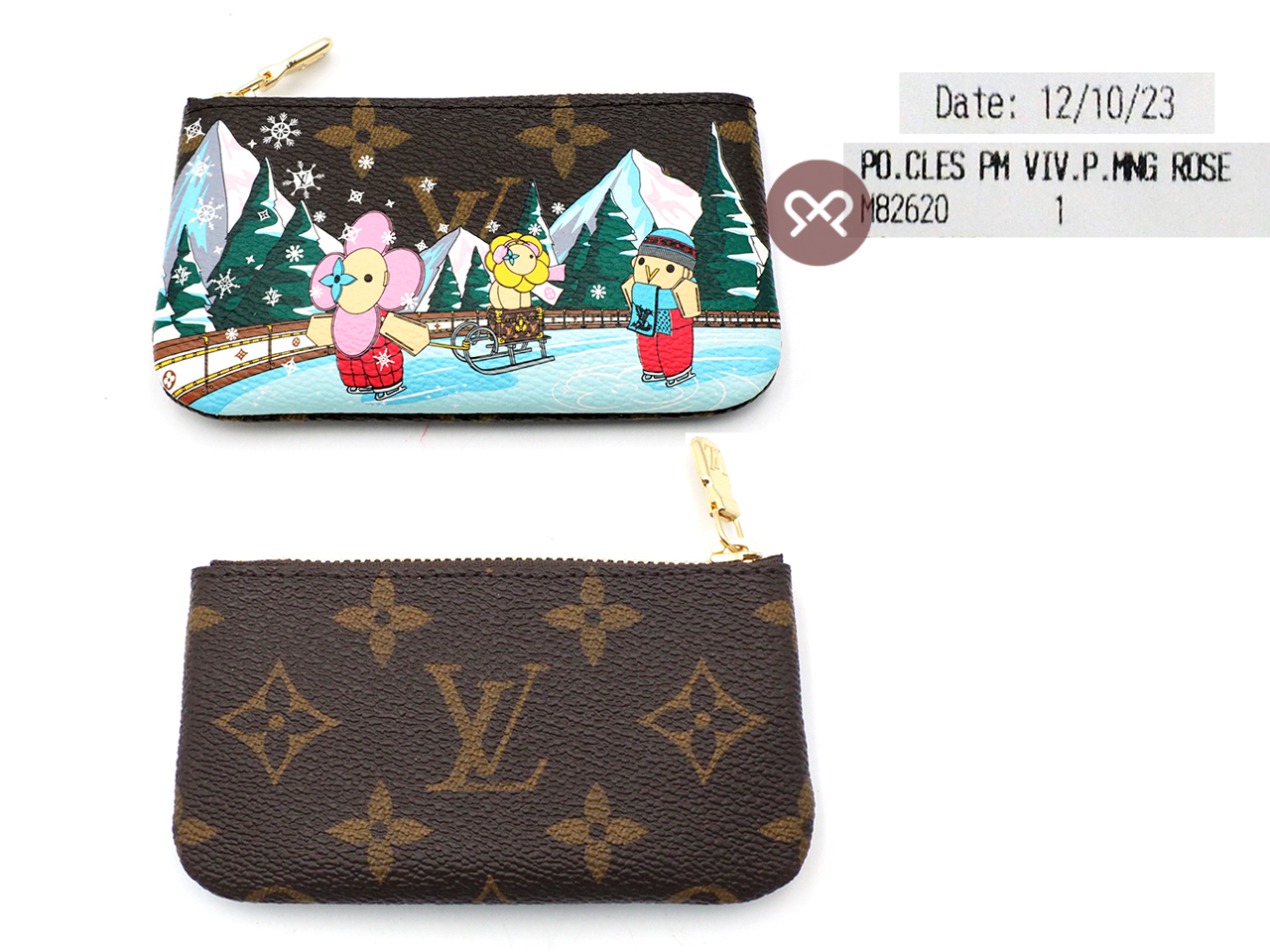 BRAND NEW ! Louis Vuitton M82620 Key Pouch- Ice skating Monogram Canvas Christmas Collection 2023 Pochette Cles - Image 2