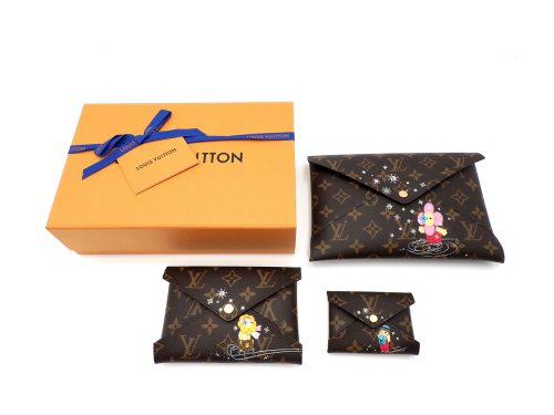 BRAND NEW ! Louis Vuitton M82655 Christmas Vivienne and Friends Monogram Canvas Kirigami Pochette/ Pouch ( 3-in-1 Pochettes)