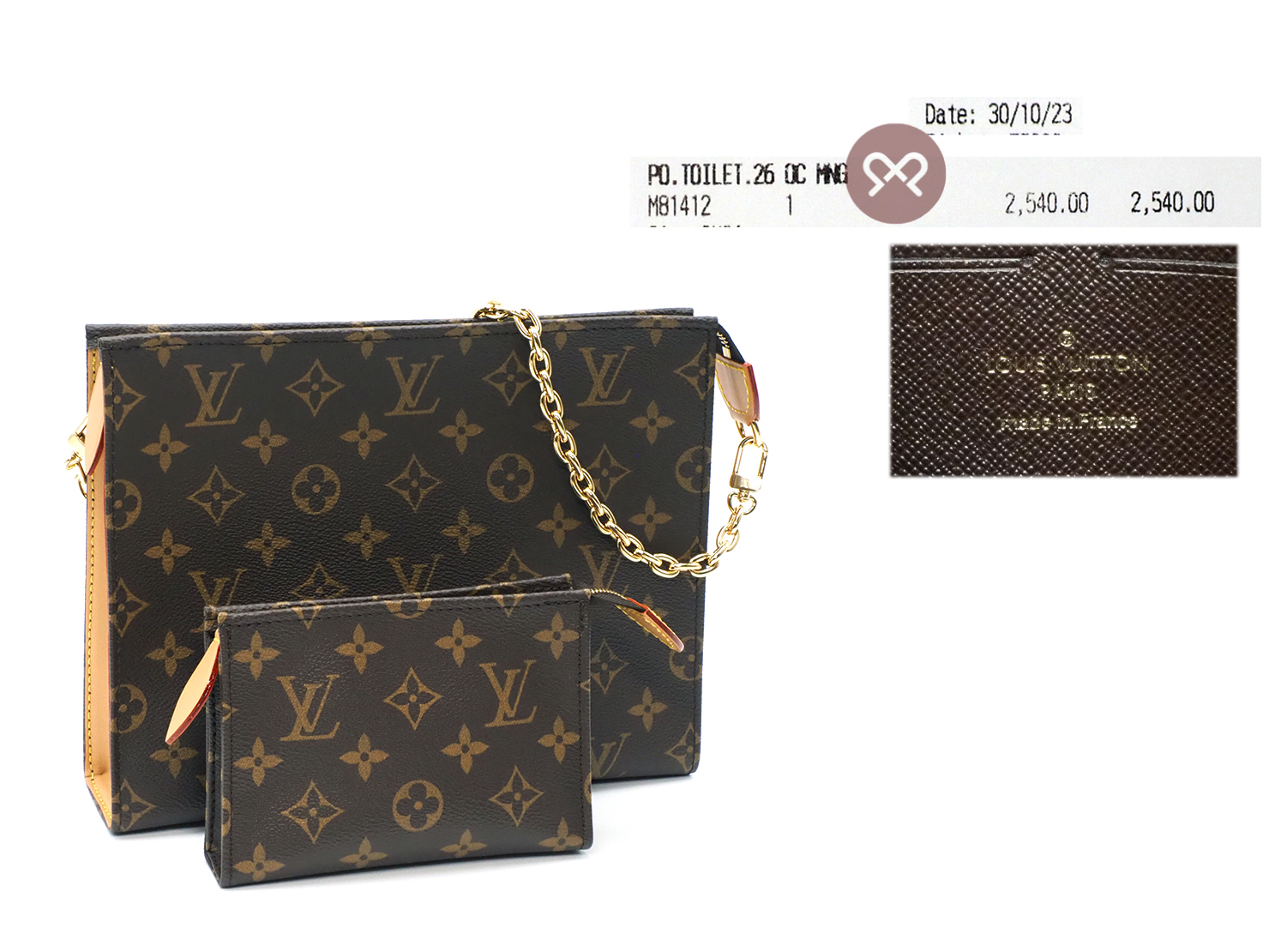 BRAND NEW ! Louis Vuitton M81412 Monogram Canvas Toiletry Pouch On Chain Should Bag - Image 2
