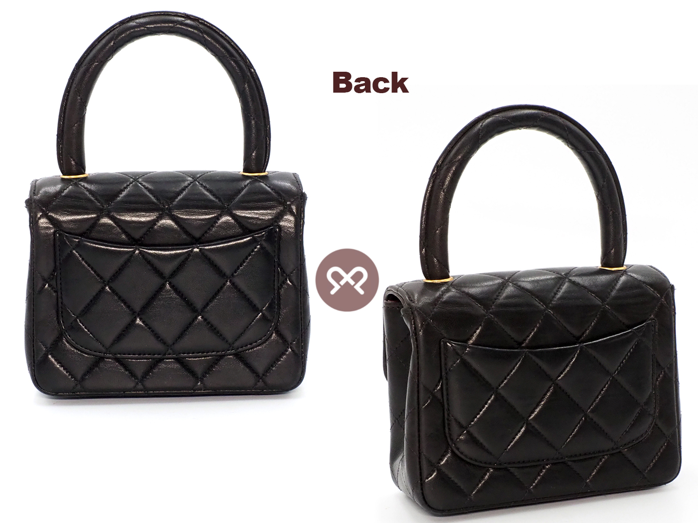 Chanel Black Lambskin 14cm Vintage Leather Top Handle Kelly Flap Tote Bag Gold Hardware - Image 3