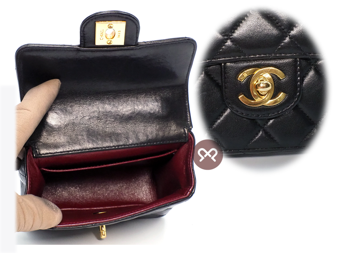 Chanel Black Lambskin 14cm Vintage Leather Top Handle Kelly Flap Tote Bag Gold Hardware - Image 8