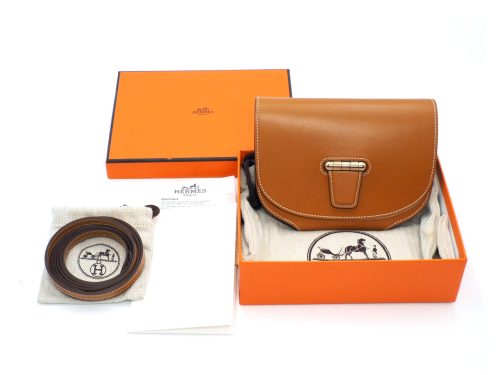 Hermes Mini Convoyeur X Stamp Gold Leather with Gold Hardware