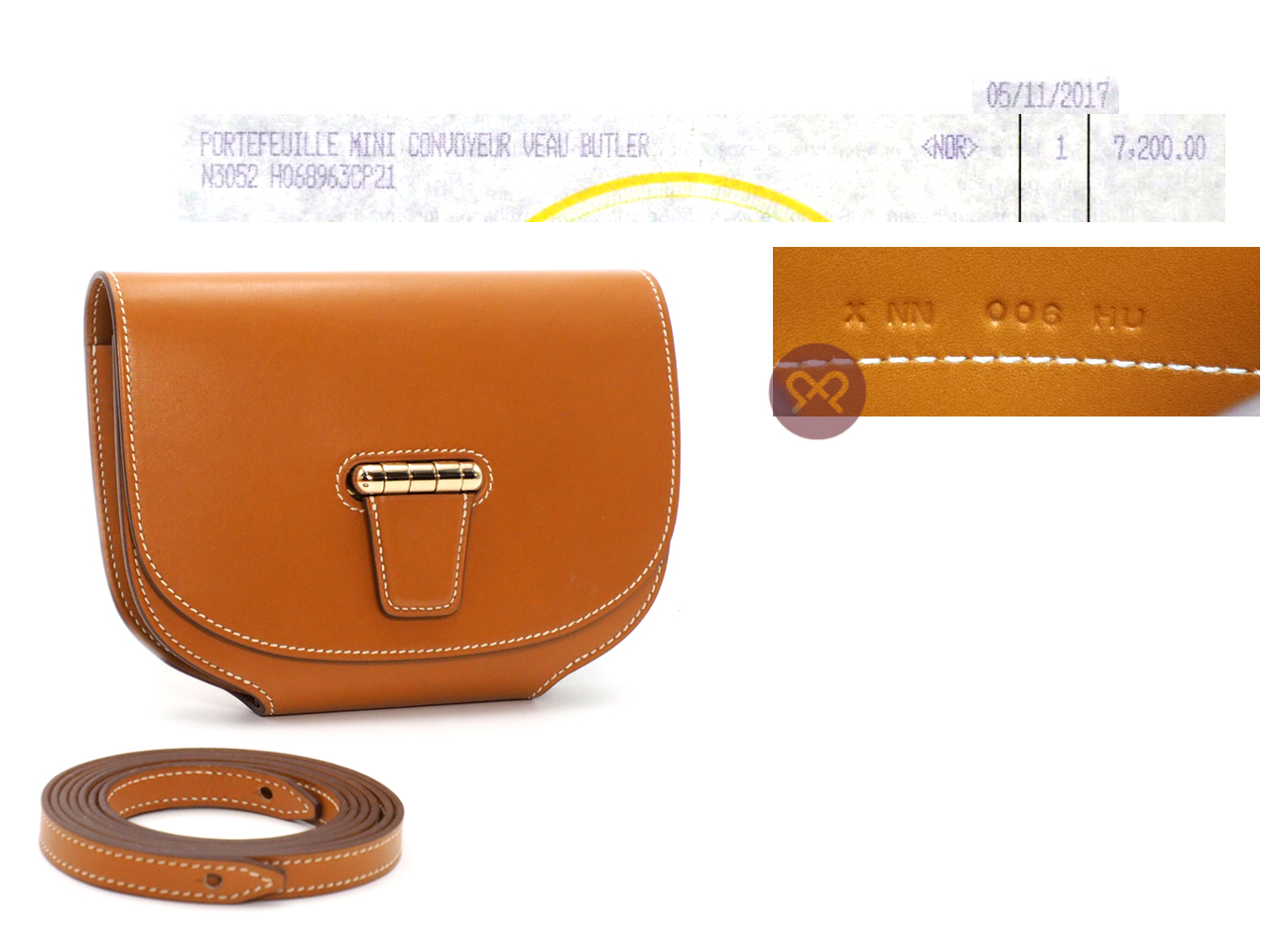 Hermes Mini Convoyeur X Stamp Gold Leather with Gold Hardware - Image 2