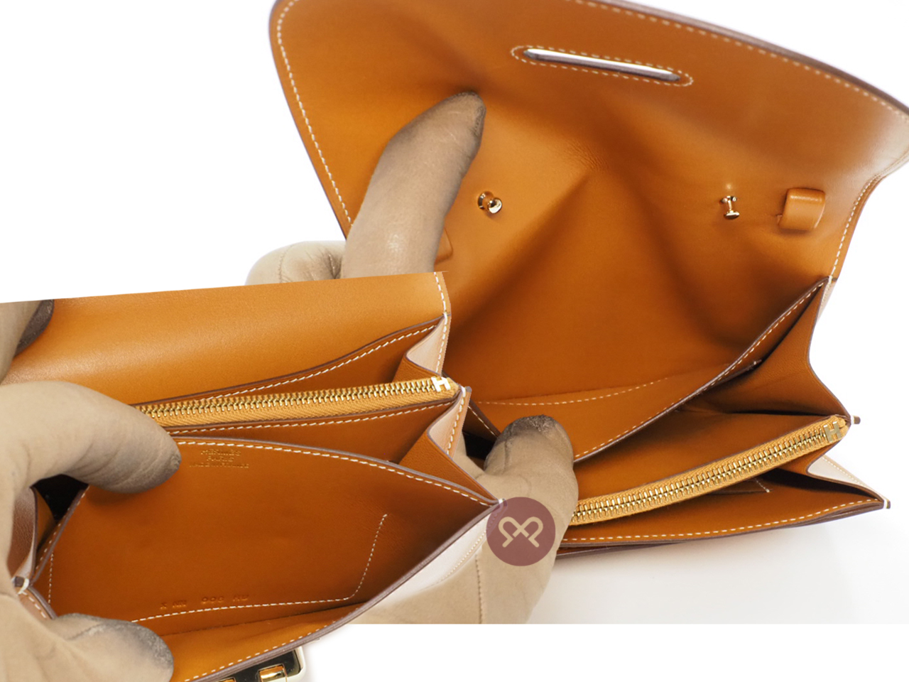 Hermes Mini Convoyeur X Stamp Gold Leather with Gold Hardware - Image 10