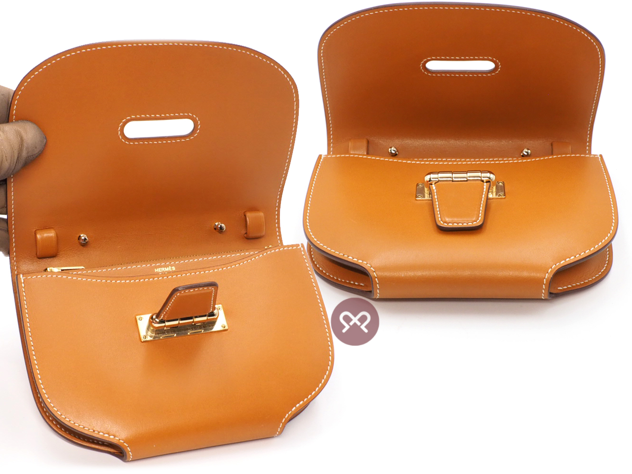Hermes Mini Convoyeur X Stamp Gold Leather with Gold Hardware - Image 9