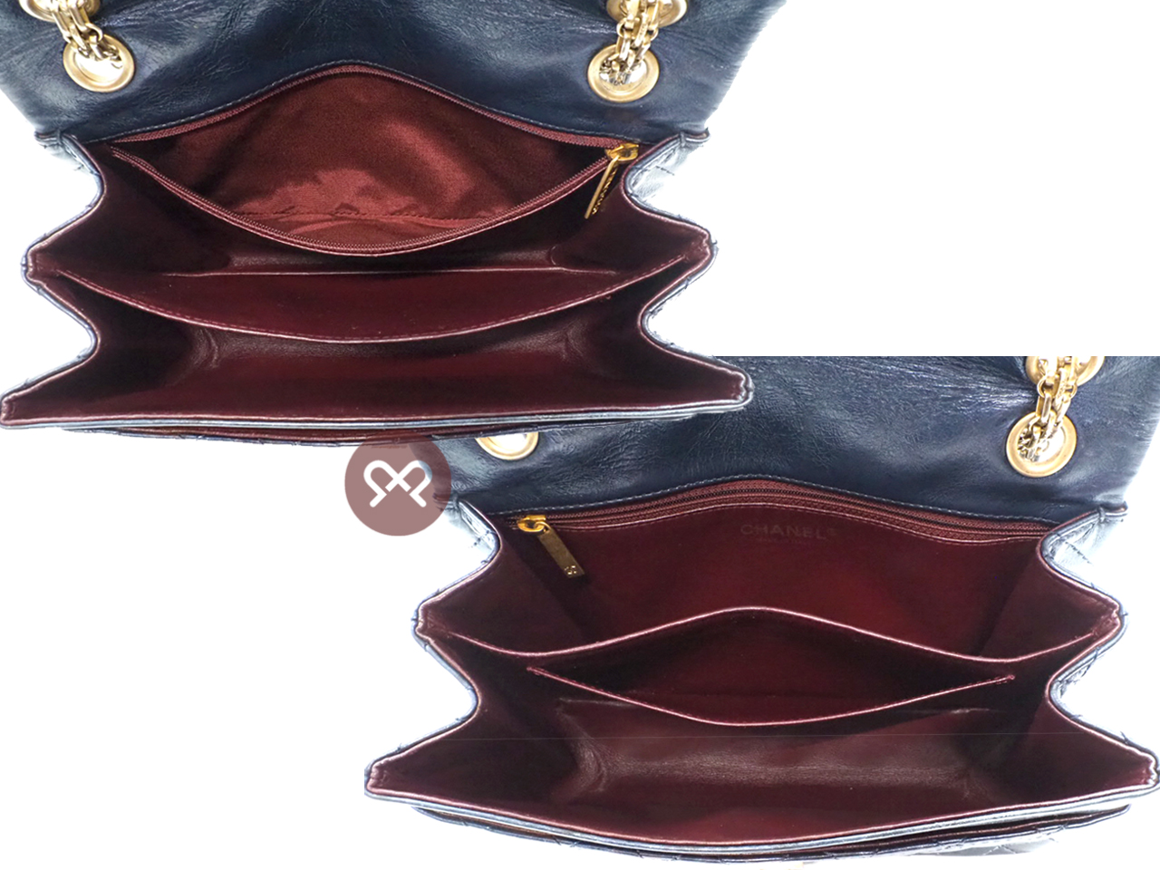 Chanel 12010477 Quilted Crinkled Metallic Blue 2.55 Reissue 24cm Medium 2C Gold Tone Hardware - Image 10