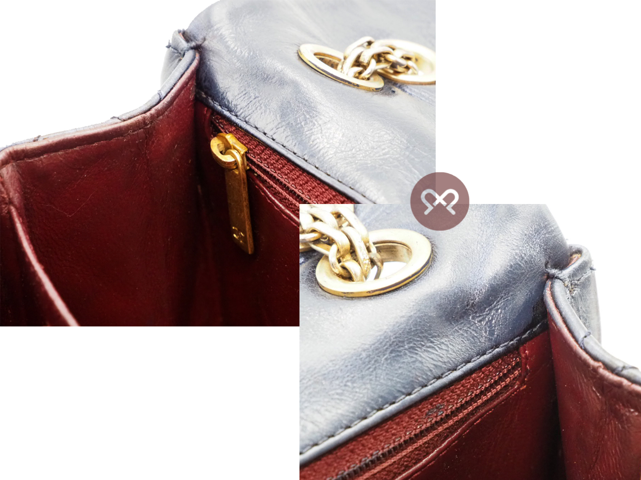 Chanel 12010477 Quilted Crinkled Metallic Blue 2.55 Reissue 24cm Medium 2C Gold Tone Hardware - Image 6