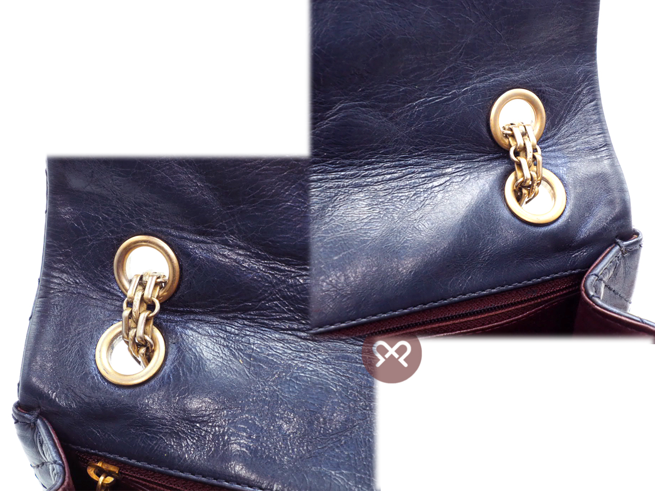 Chanel 12010477 Quilted Crinkled Metallic Blue 2.55 Reissue 24cm Medium 2C Gold Tone Hardware - Image 7