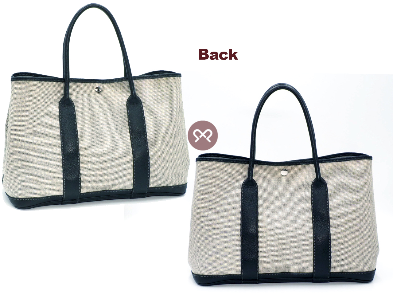 Hermes Garden Party 36cm White/ Black Canvas O Stamp Document Tote - Image 3