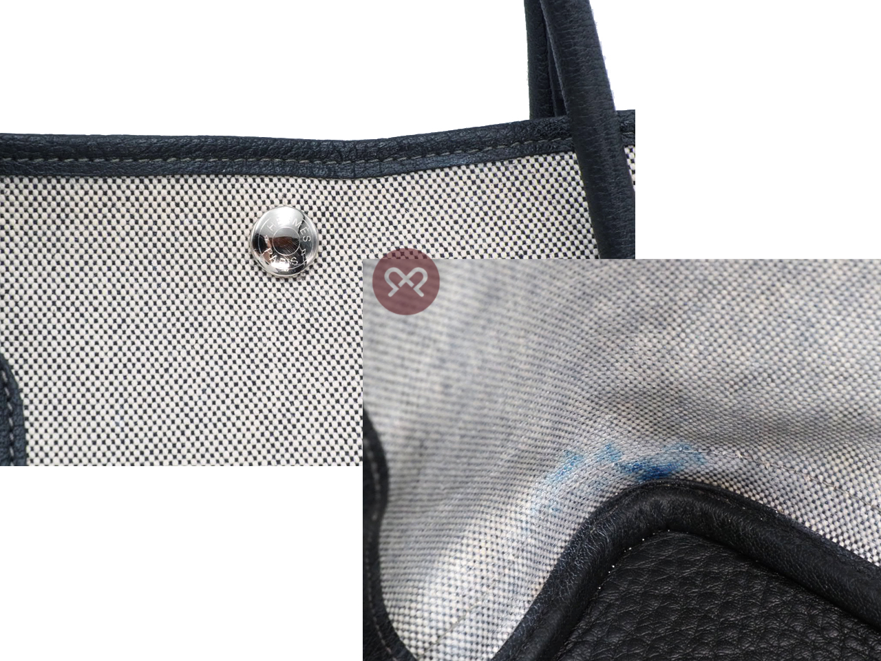 Hermes Garden Party 36cm White/ Black Canvas O Stamp Document Tote - Image 6