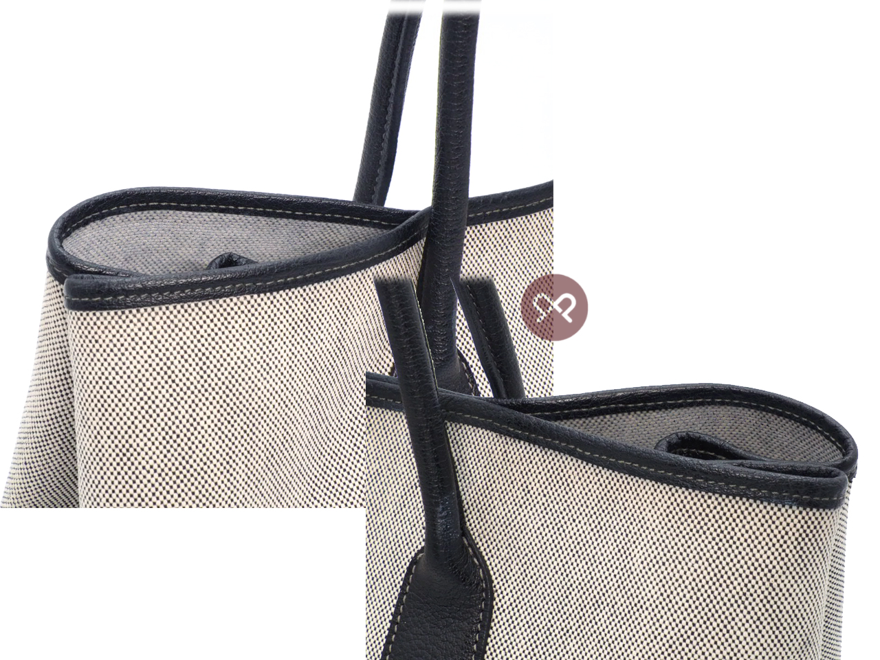 Hermes Garden Party 36cm White/ Black Canvas O Stamp Document Tote - Image 5