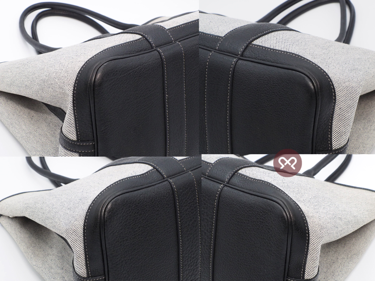 Hermes Garden Party 36cm White/ Black Canvas O Stamp Document Tote - Image 7