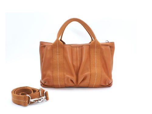 Hermes Veau Derma Caravan Horizontate PM Amber Brown/ Camel Tote with Strap