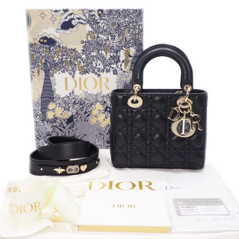 Dior Black Cannage Lambskin Small Lady Dior Bag " MY ABCDIOR BAG"
