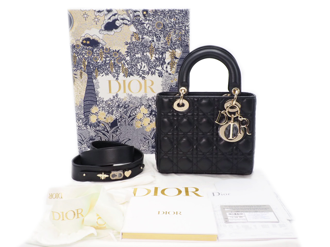 Dior Black Cannage Lambskin Small Lady Dior Bag " MY ABCDIOR BAG"