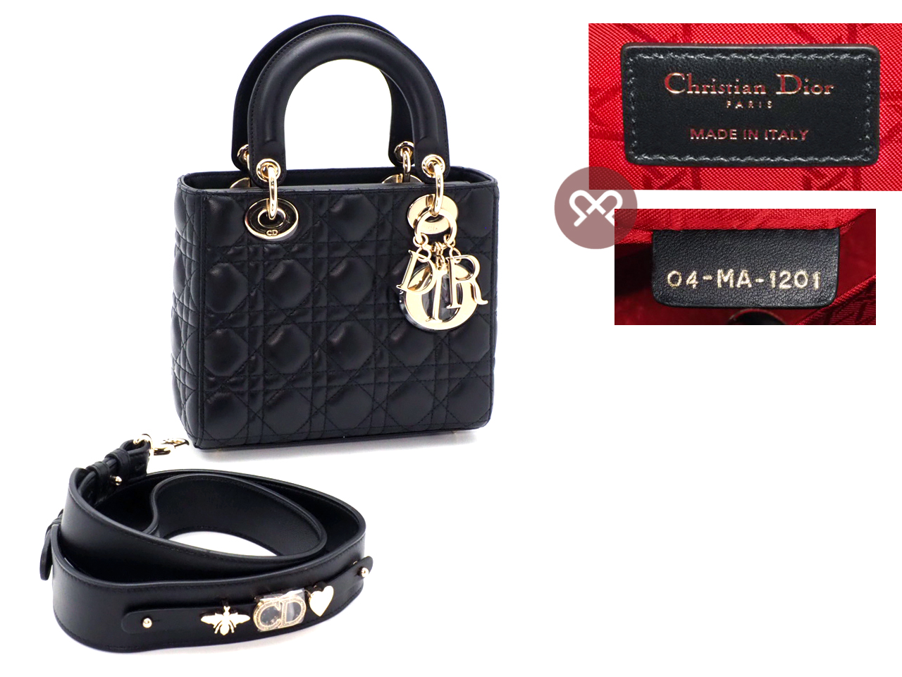 Dior Black Cannage Lambskin Small Lady Dior Bag " MY ABCDIOR BAG" - Image 3