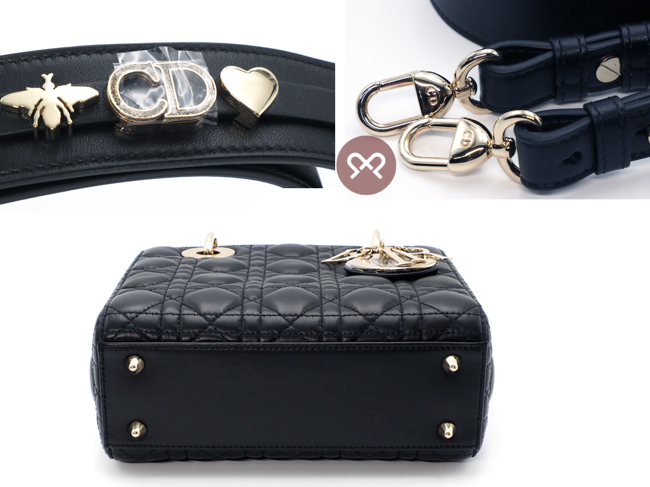Dior Black Cannage Lambskin Small Lady Dior Bag " MY ABCDIOR BAG" - Image 5