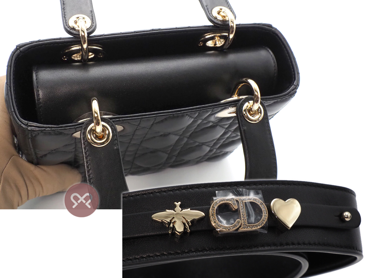 Dior Black Cannage Lambskin Small Lady Dior Bag " MY ABCDIOR BAG" - Image 6