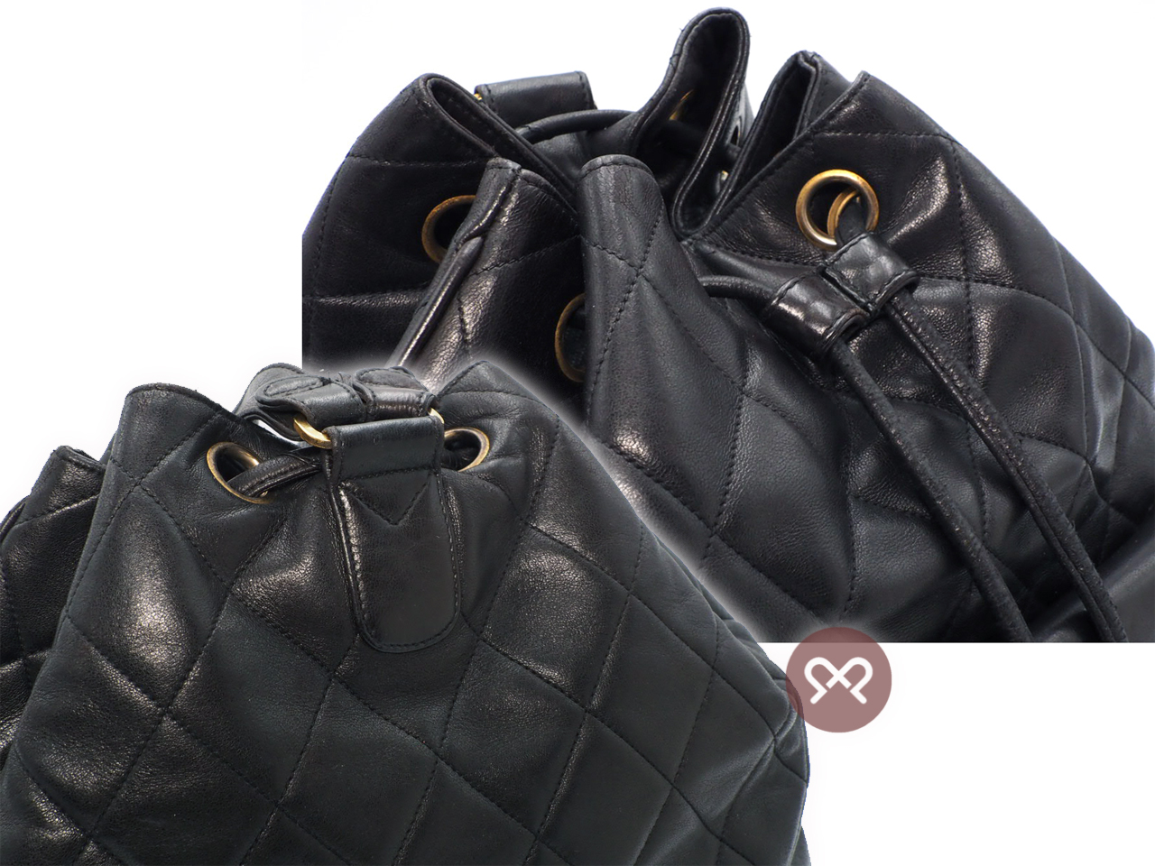 Chanel 1994 Vintage Black Lambskin Timeless Drawstring Bucket Backpack Gold Hardware - Image 7