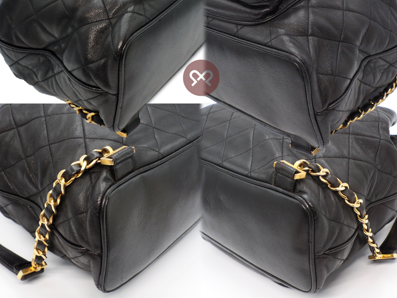 Chanel 1994 Vintage Black Lambskin Timeless Drawstring Bucket Backpack Gold Hardware - Image 9
