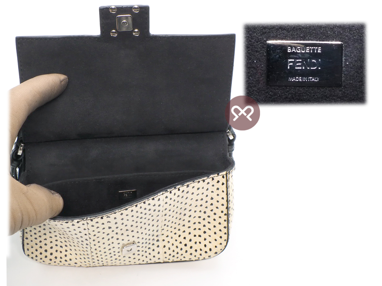 Fendi 8M0371 Limited Collection Multicolor Python/ Snakeskin Micro Double Flap Baguette Chain Bag - Image 8