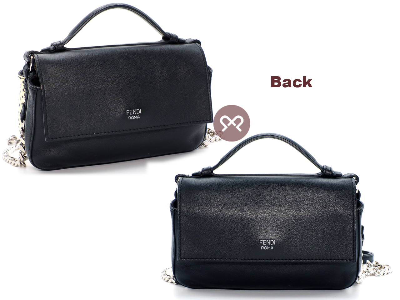Fendi 8M0371 Limited Collection Multicolor Python/ Snakeskin Micro Double Flap Baguette Chain Bag - Image 3