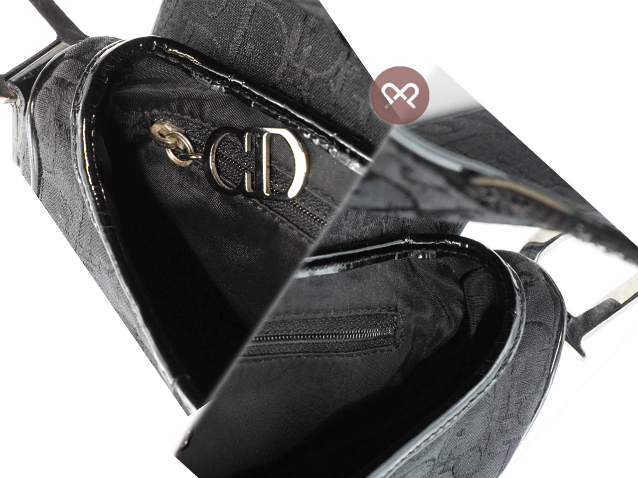 Dior Black Patent Leather with Diorrissimo Monogram Classic Trotter Saddle Bag Silver Hardware - Image 6