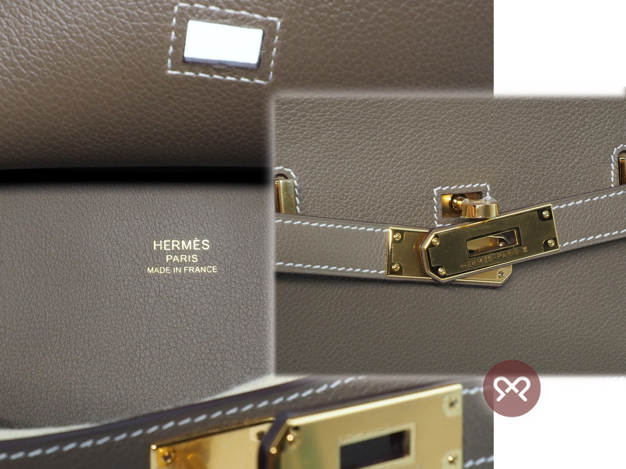 Brand New ! Hermes Jypsiere Mini Evercolor/ Sangle Wooly Etoupe/ Etoupe Gold Hardware - Image 6