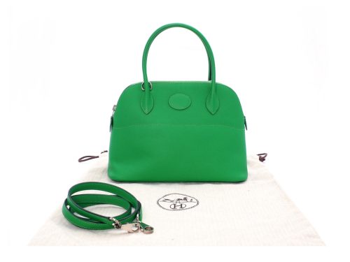 Hermes Sac Bolide 27cm Bamboo/ Green Epsom Leather Tote with Strap R stamp Palladium Hardware