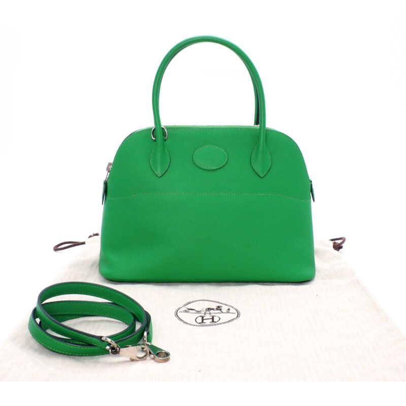 Hermes Sac Bolide 27cm Bamboo/ Green Epsom Leather Tote with Strap R stamp Palladium Hardware
