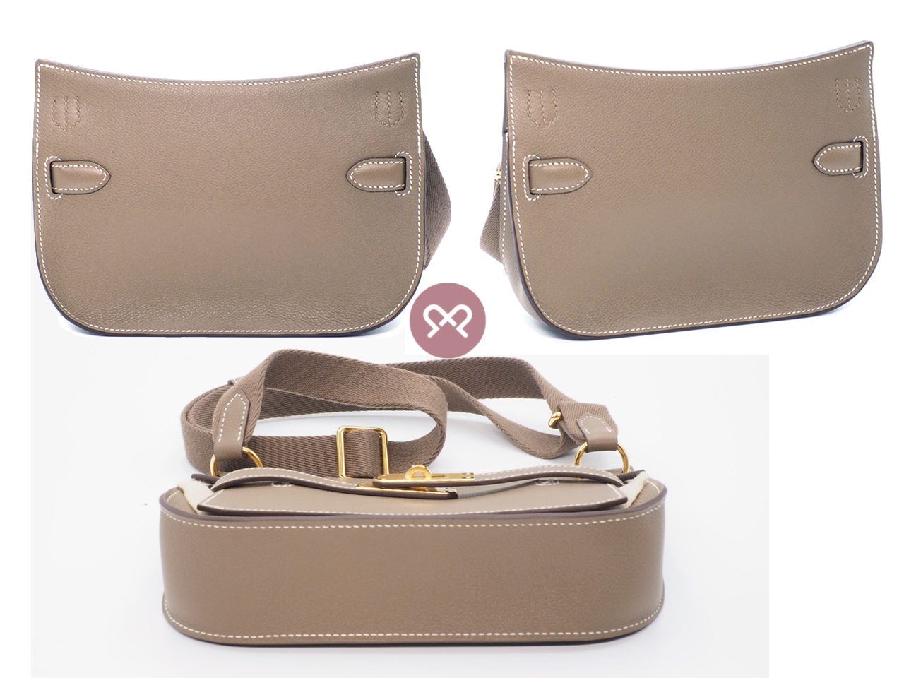 Brand New ! Hermes Jypsiere Mini Evercolor/ Sangle Wooly Etoupe/ Etoupe Gold Hardware - Image 4