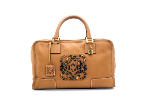 Loewe Camel/ Brown Nubuck Cowhind Leather 36cm Medium Amazona Tote Bag