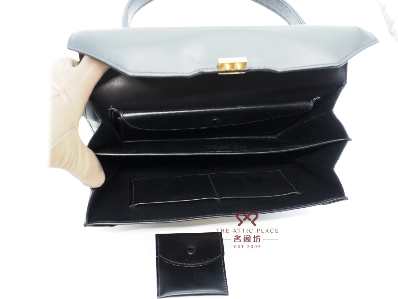 Hermes Vintage Black Box Calf Sac Palermo U Stamp Gold Hardware Tote Bag - Image 10