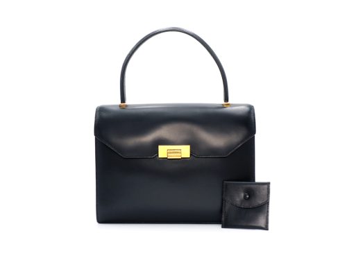 Hermes Vintage Black Box Calf Sac Palermo U Stamp Gold Hardware Tote Bag