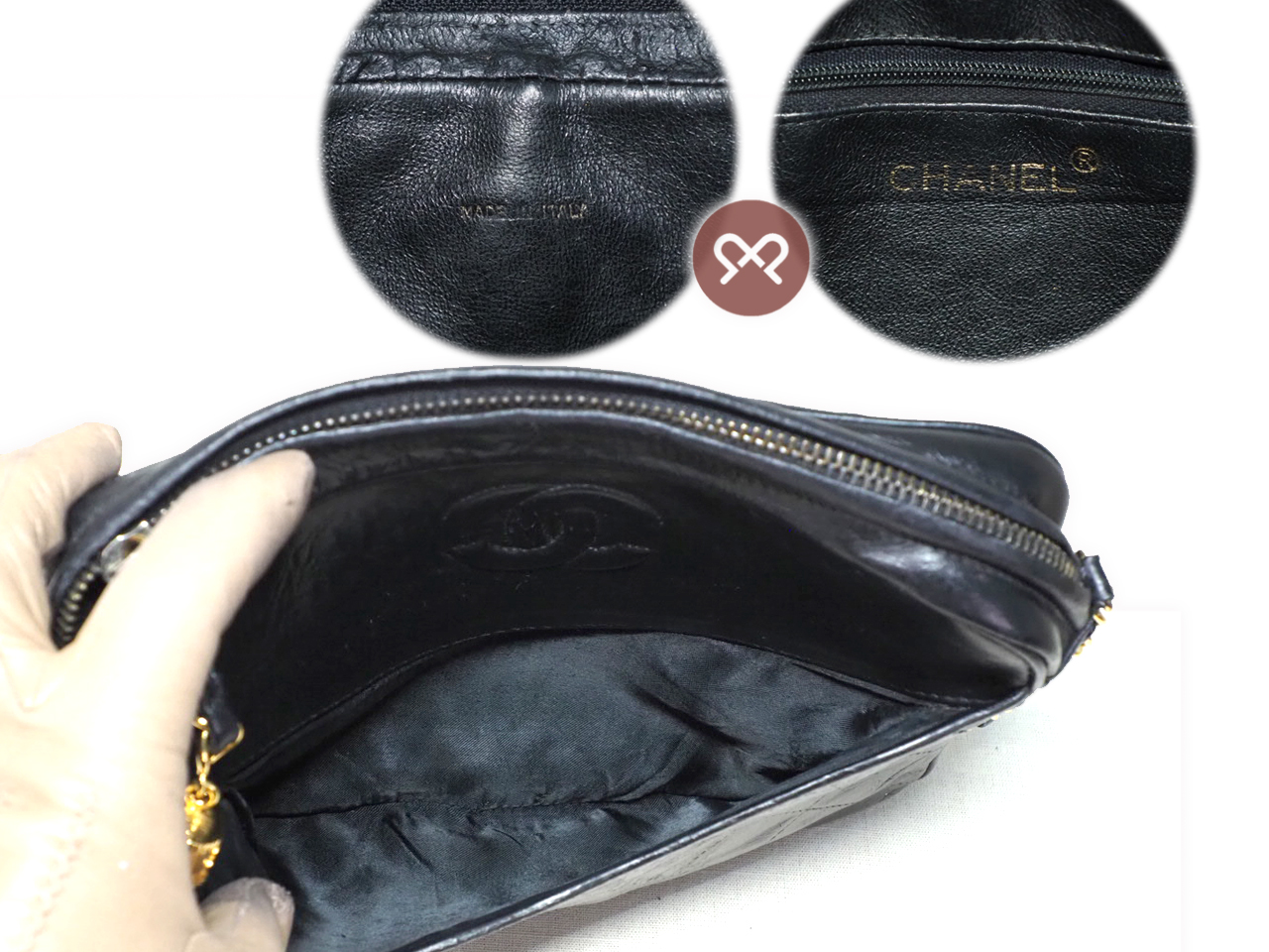 Chanel 0871207 23cm Vintage Black Matelasse Quilted Lambskin Camera Chain Crossbody Bag - Image 9
