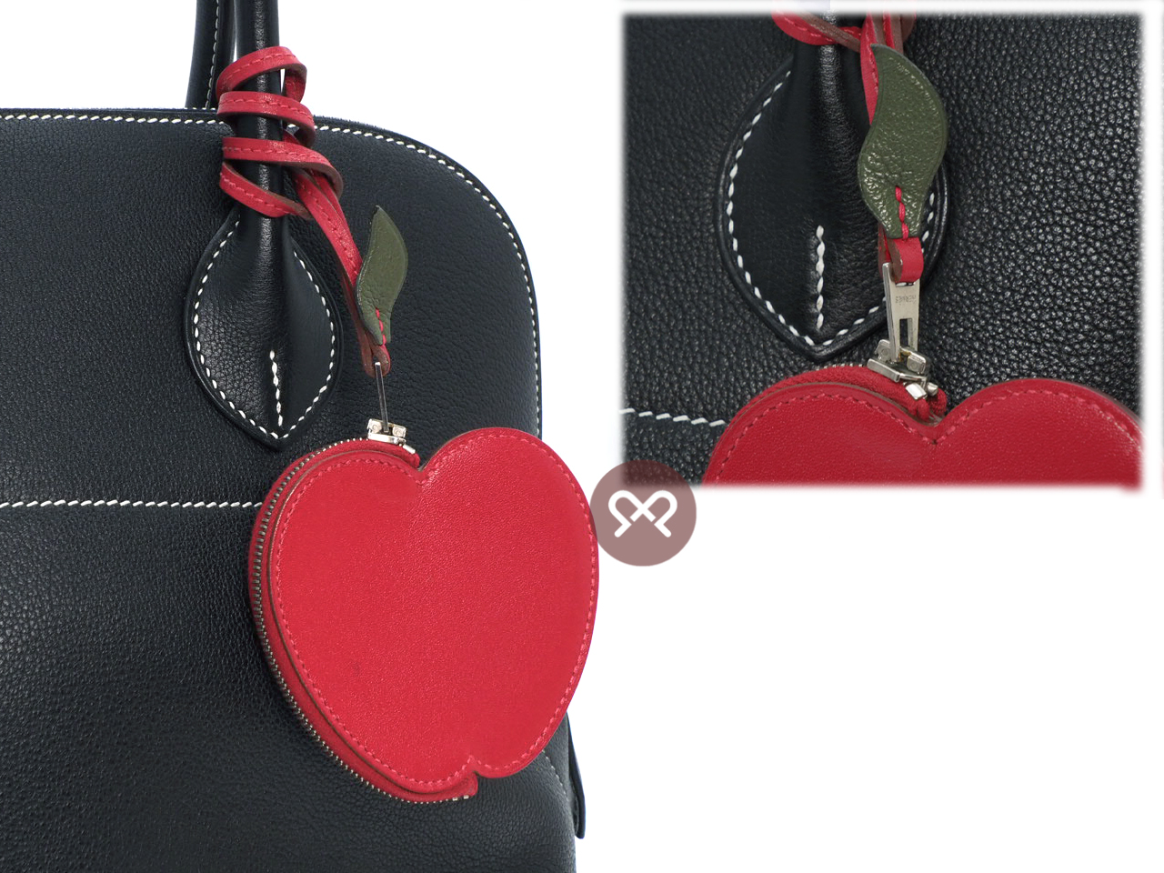 Hermes "Tutti Frutti Porte Monnaie" APPLE Rouge VIF/ Canopee Coin Purse/ Bag Charm - Image 3